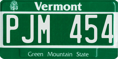 VT license plate PJM454