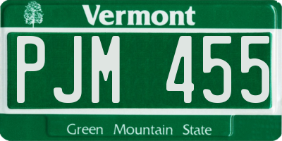 VT license plate PJM455