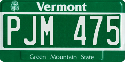 VT license plate PJM475