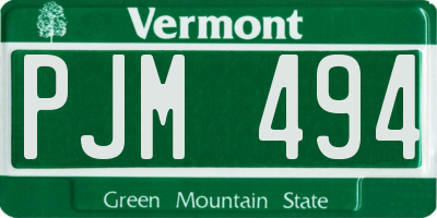 VT license plate PJM494