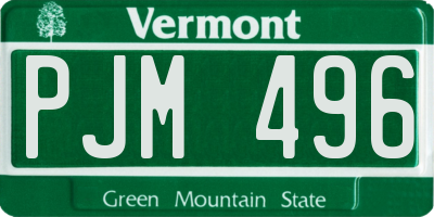 VT license plate PJM496