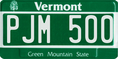 VT license plate PJM500
