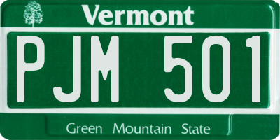 VT license plate PJM501