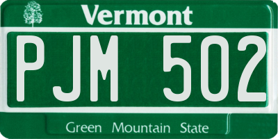 VT license plate PJM502