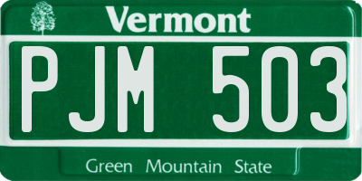 VT license plate PJM503