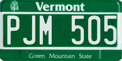 VT license plate PJM505