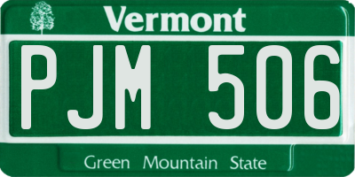 VT license plate PJM506