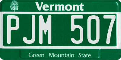 VT license plate PJM507