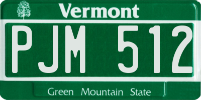 VT license plate PJM512
