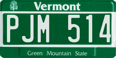 VT license plate PJM514