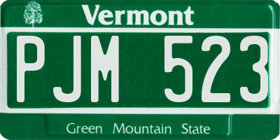 VT license plate PJM523