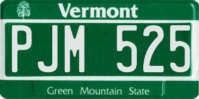 VT license plate PJM525