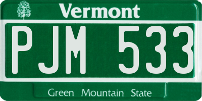 VT license plate PJM533