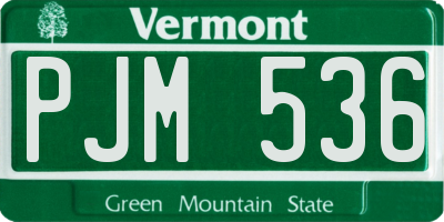 VT license plate PJM536