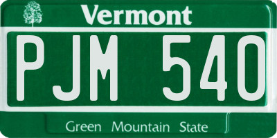 VT license plate PJM540