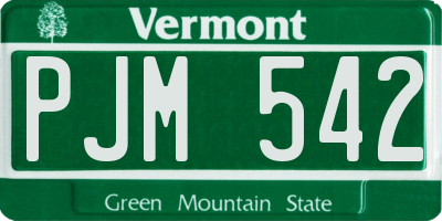VT license plate PJM542