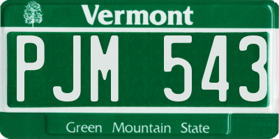 VT license plate PJM543