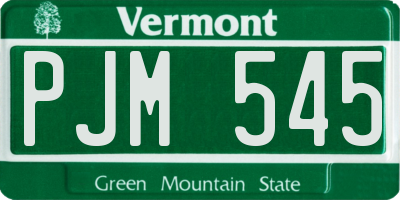 VT license plate PJM545