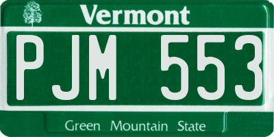 VT license plate PJM553