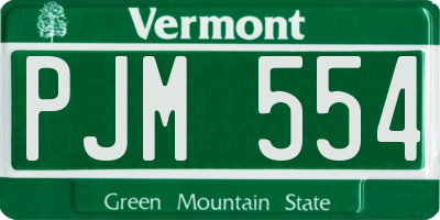 VT license plate PJM554
