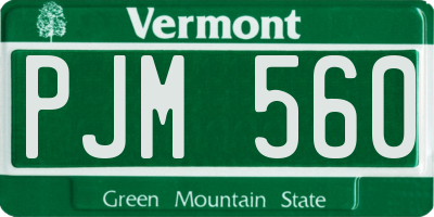 VT license plate PJM560