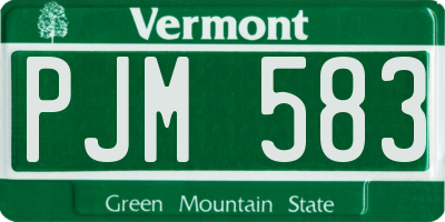 VT license plate PJM583