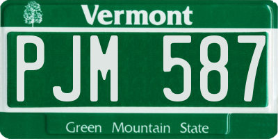 VT license plate PJM587