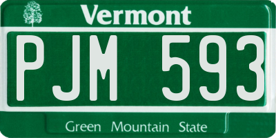 VT license plate PJM593