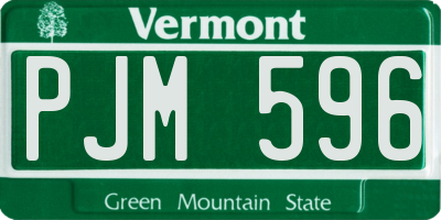 VT license plate PJM596
