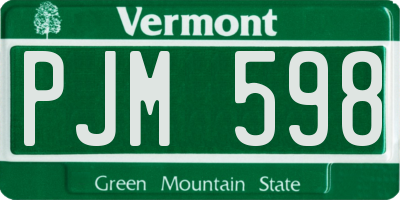 VT license plate PJM598