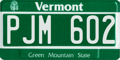 VT license plate PJM602