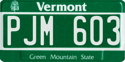 VT license plate PJM603