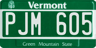 VT license plate PJM605