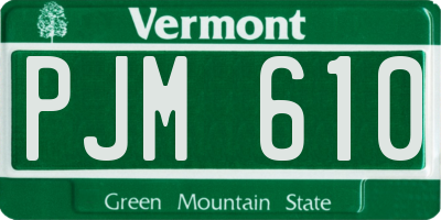 VT license plate PJM610