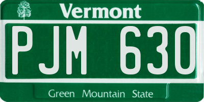 VT license plate PJM630