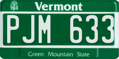 VT license plate PJM633