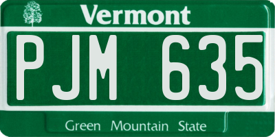VT license plate PJM635