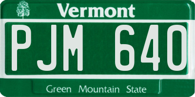 VT license plate PJM640