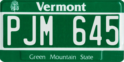 VT license plate PJM645