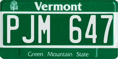 VT license plate PJM647