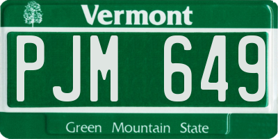 VT license plate PJM649