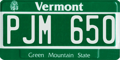 VT license plate PJM650