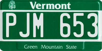 VT license plate PJM653