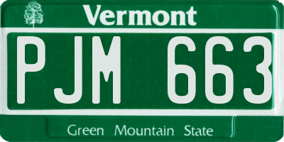 VT license plate PJM663