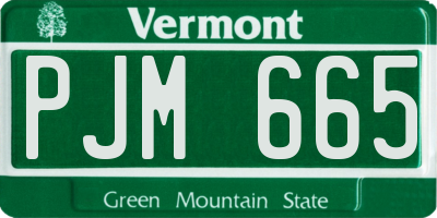 VT license plate PJM665
