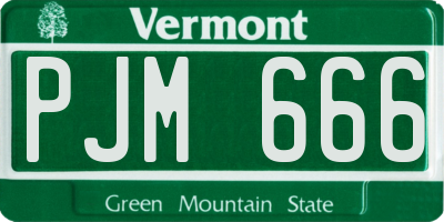VT license plate PJM666