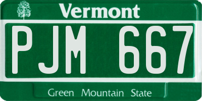 VT license plate PJM667
