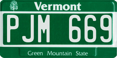 VT license plate PJM669