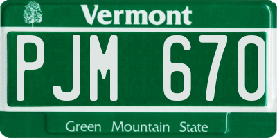 VT license plate PJM670