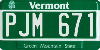 VT license plate PJM671